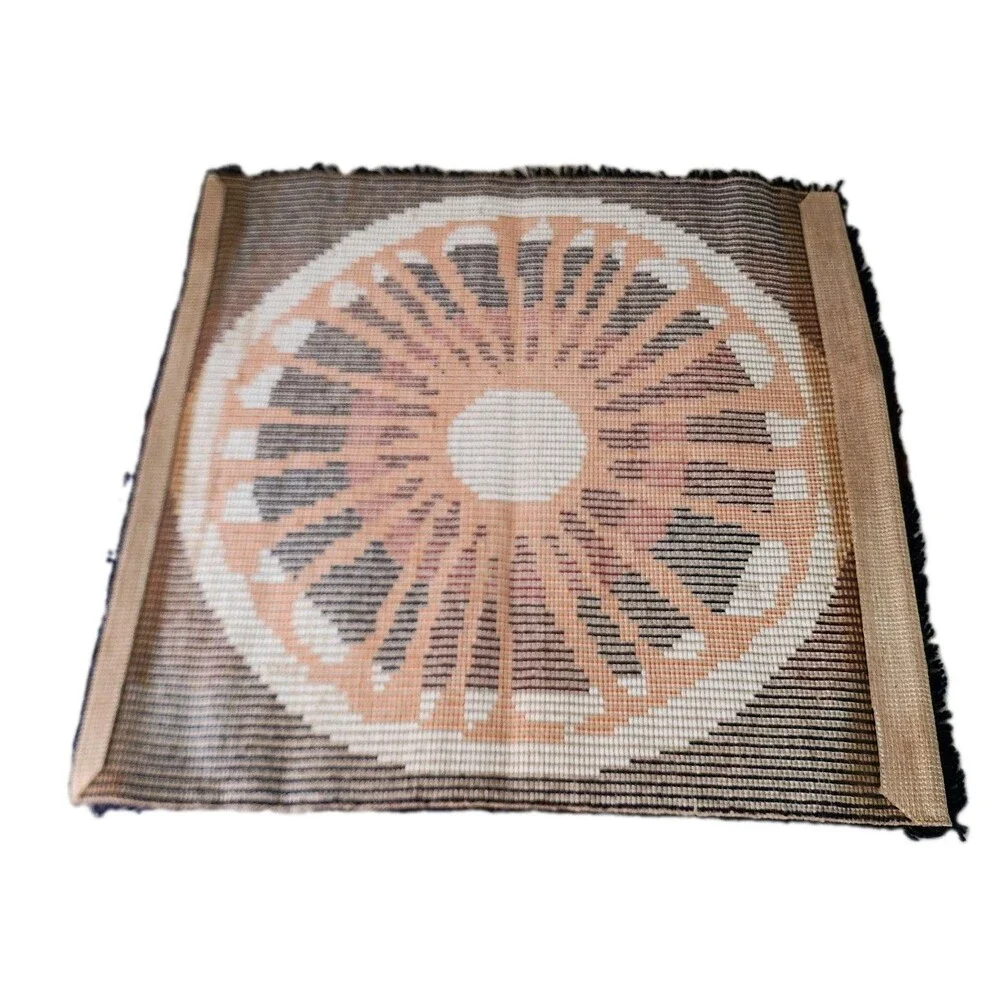 Vintage 1960s DAN RYA Danish Wool Shag Rug Wall Hanging MCM 27x27